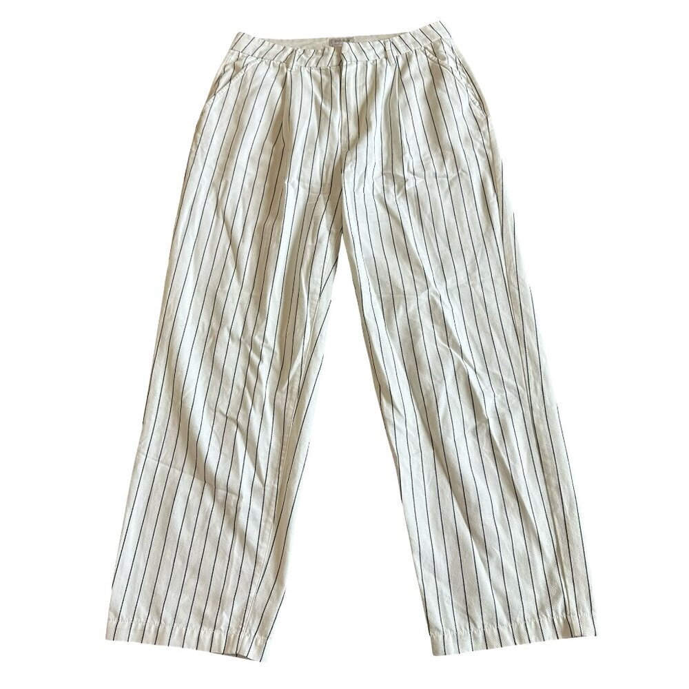 Brixton White Black Stripe Pants Wide Leg Cropped Minimalist Size 29 Women's